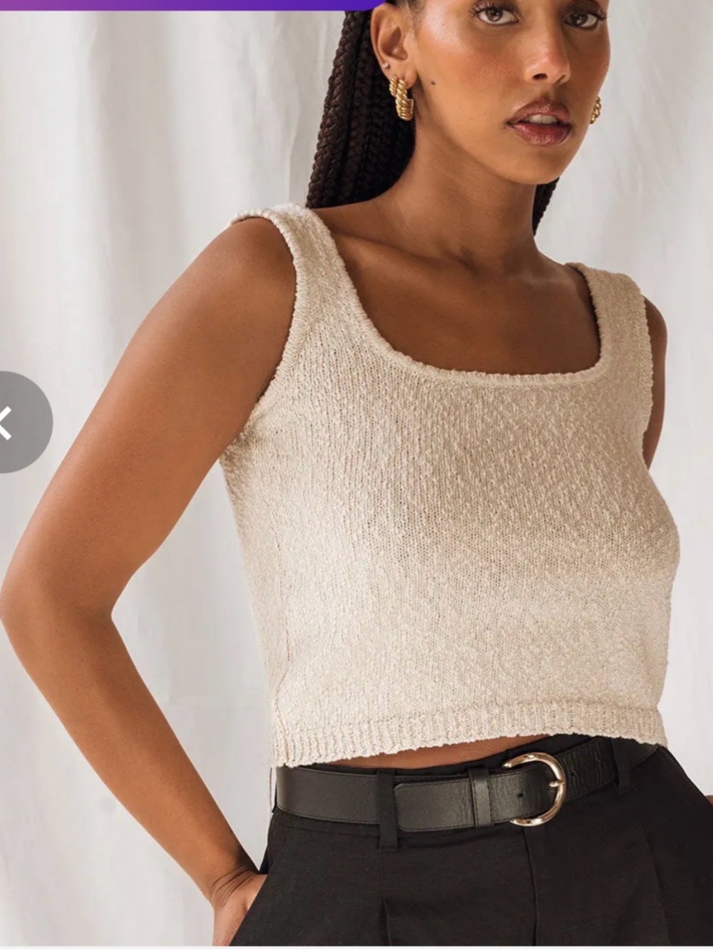 Poppy Barley Cream Knit Cotton Linen Tank